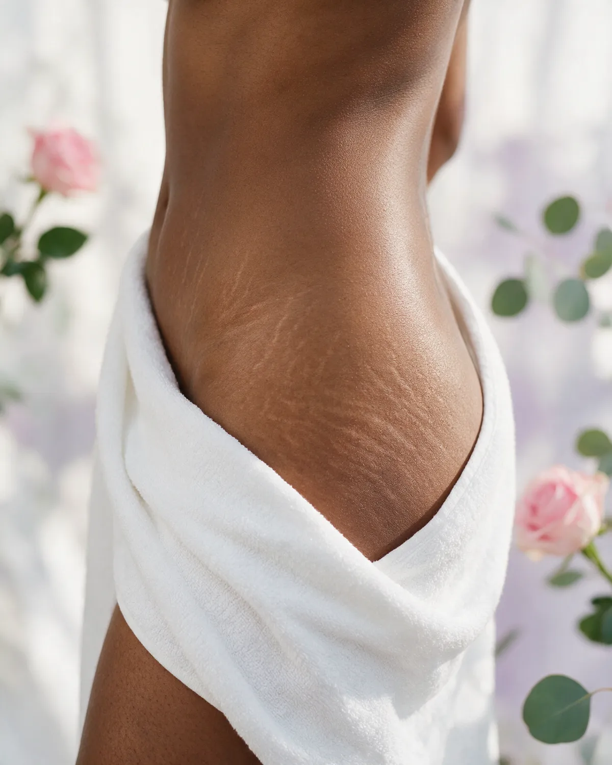 Faded stretch marks on the hip