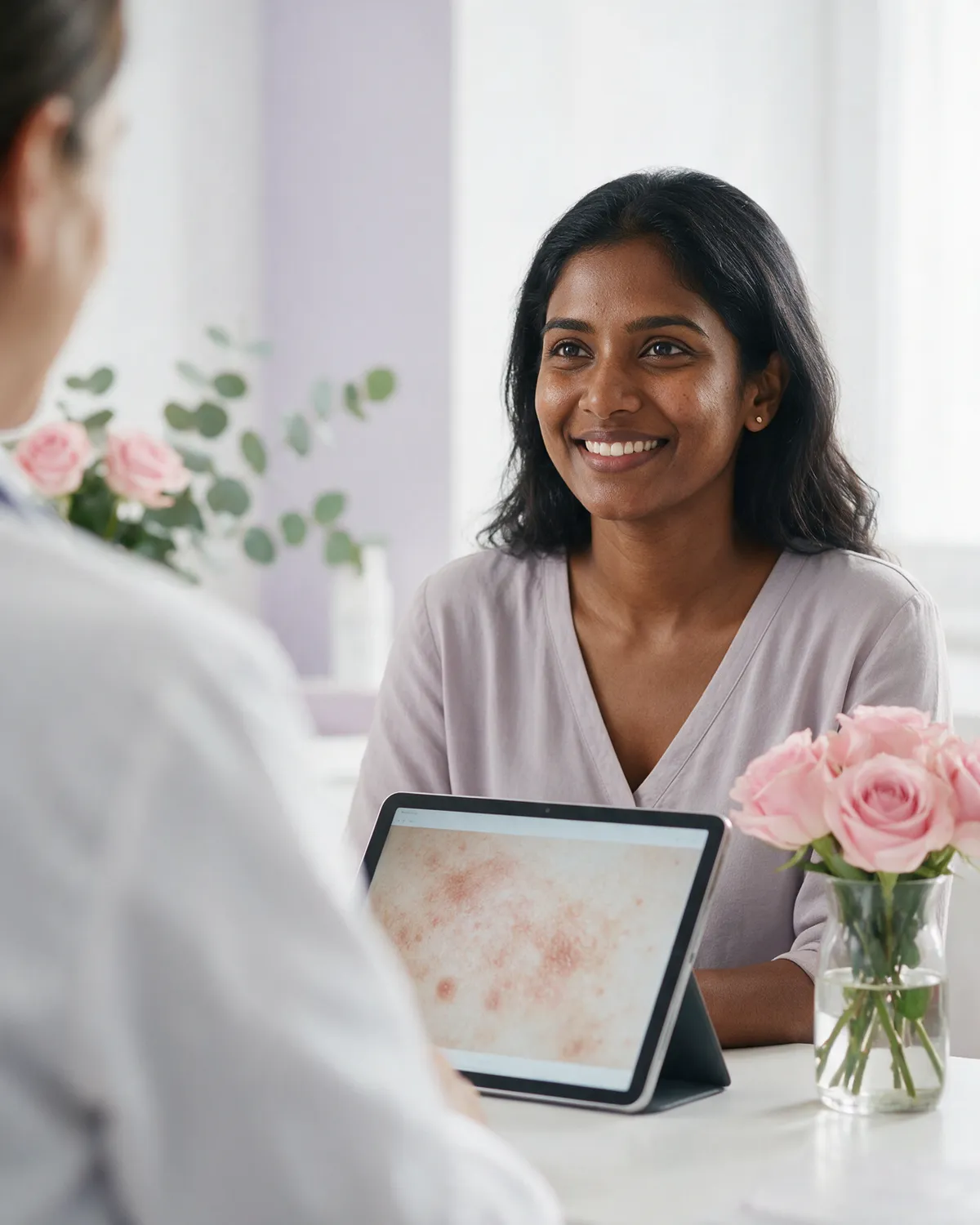 Client in a relaxed consultation at the clinic