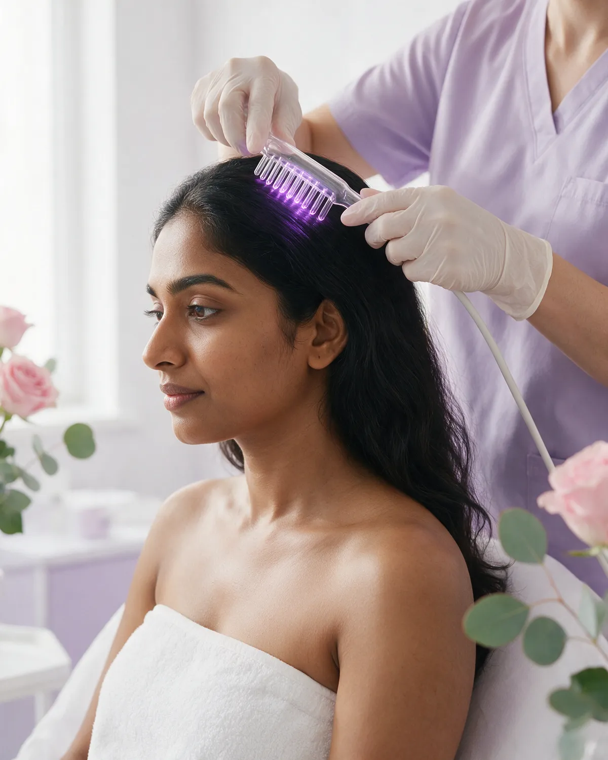 High-frequency scalp therapy at Ari Aesthetics